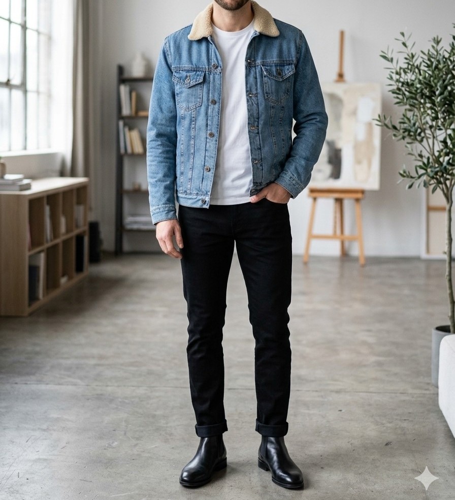 ZARA MAN | Sherpa-Lined Denim Jacket - Image 5