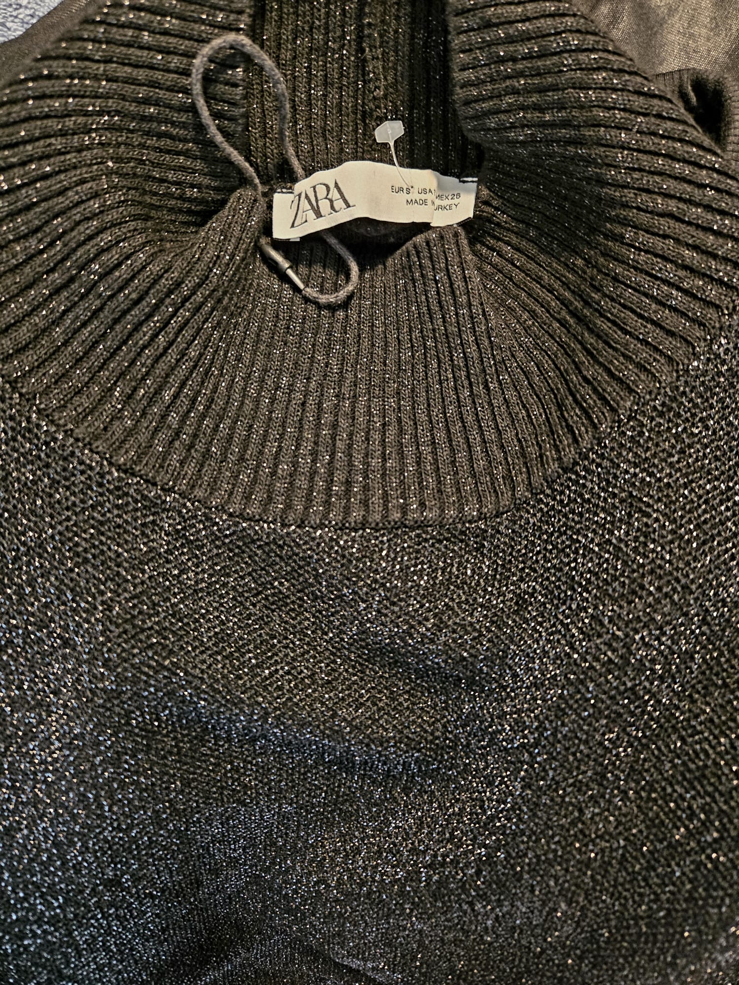 ZARA | Knit Sparkly Long Sleeve Turtleneck Dress - Image 3