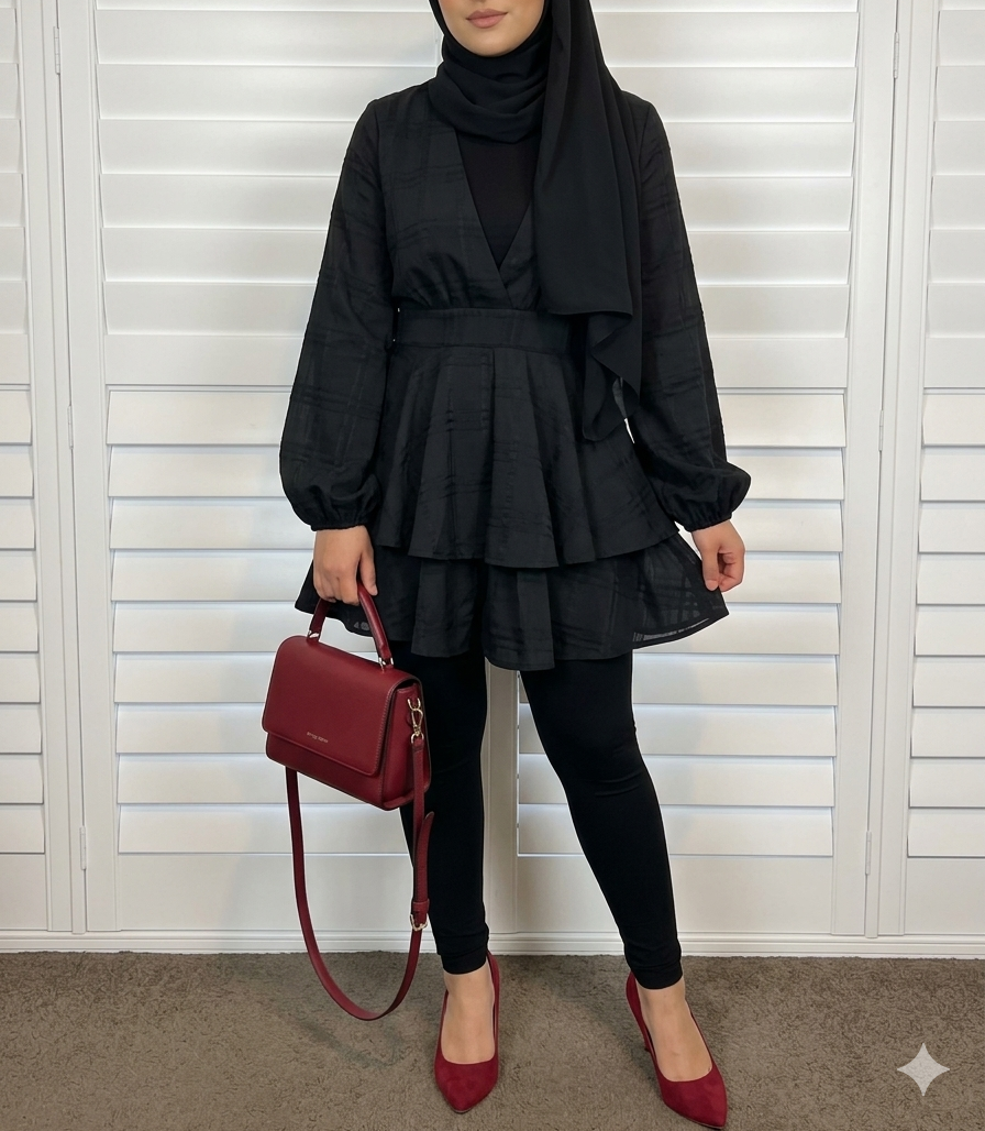 Saints + Secrets | Black Ruffle Romper Dress - Image 3