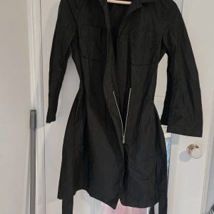 Uniqlo | Black Utility Shirt Dress & Lightweight Coat