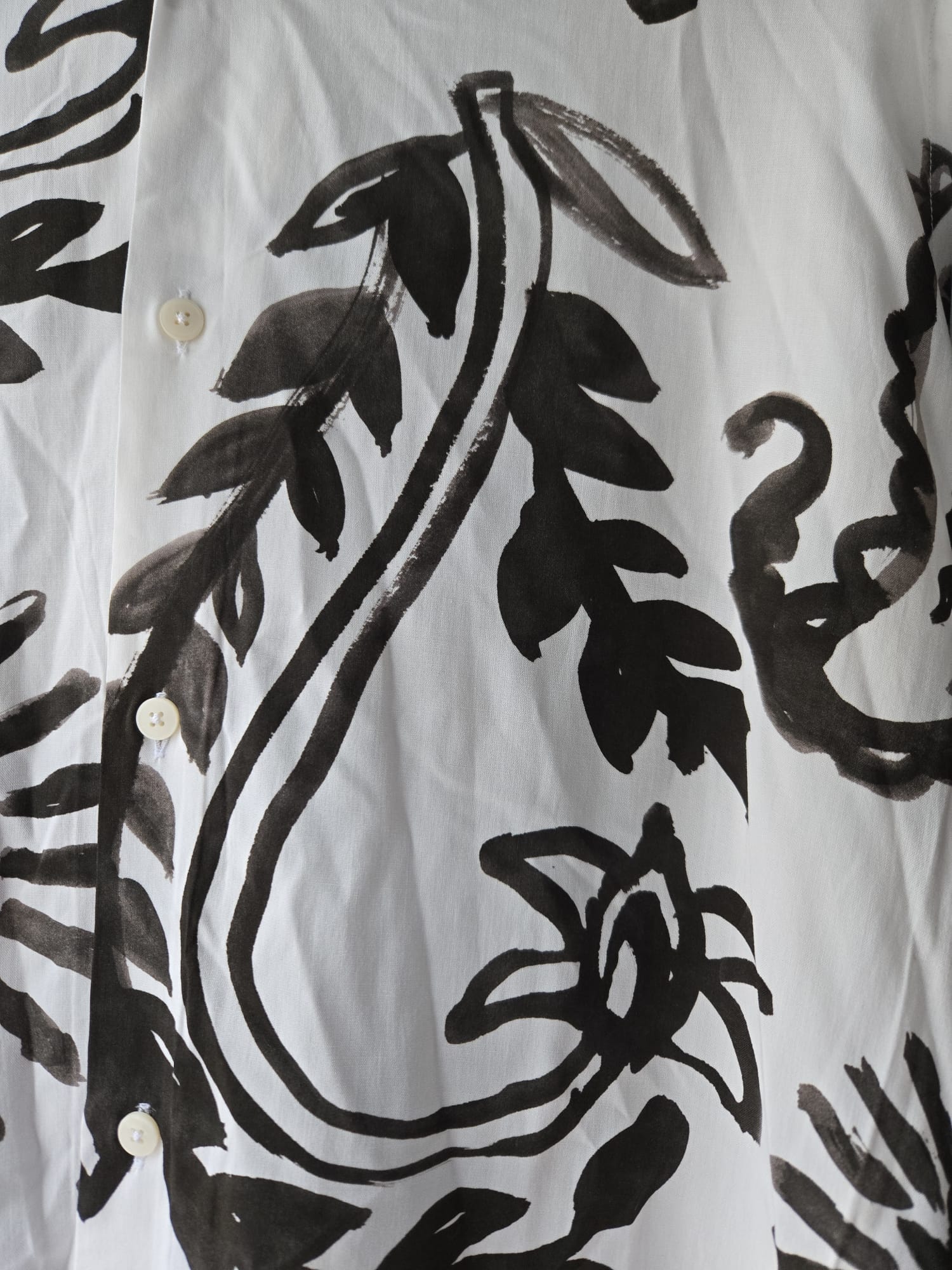 Zara | Oversized Button-Up Shirt – White with Black Abstract Print - Image 4